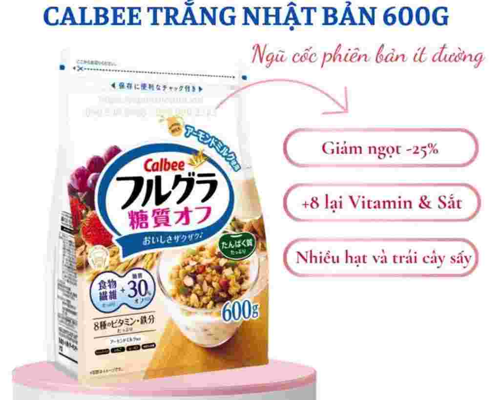 Ngũ cốc Calbee trắng ít đường Nhật Bản 600G